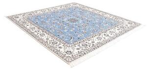 Tappeto Nain 6la Medaglione Floreale Azzurro Avorio Quadrato 208x208 Cm
