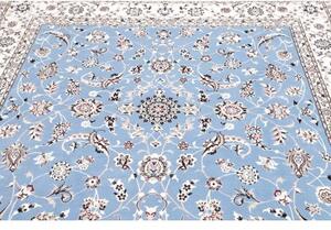 Tappeto Nain 6la Medaglione Floreale Azzurro Avorio Quadrato 208x208 Cm