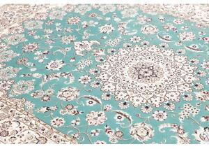 Tappeto Nain 6la Medaglione Floreale Turchese Avorio 160x233 Cm