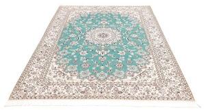 Tappeto Nain 6la Medaglione Floreale Turchese Avorio 160x233 Cm