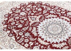 Tappeto Nain 6la Medaglione Floreale Rosso Bordeaux Avorio 127x191 Cm