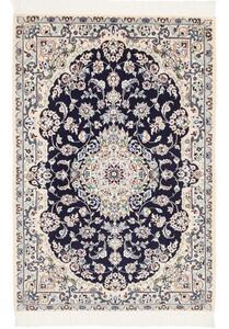 Tappeto Nain 6la Medaglione Floreale Blu Notte Avorio 85x127 Cm