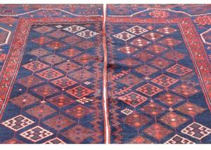 Tappeto Antik Geometrico Blu Notte Rosso Mattone 184x215 Cm