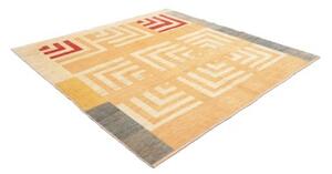 Tappeto Gabbeh Fine Geometrico Beige Ocra Quadrato 225x225 Cm
