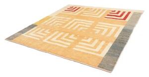 Tappeto Gabbeh Fine Geometrico Beige Ocra Quadrato 225x225 Cm
