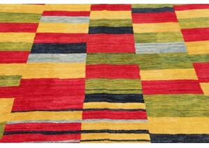 Tappeto Gabbeh Fine Geometrico Giallo Rosso 184x227 Cm