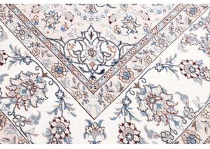 Tappeto Nain Kashmar Medaglione Floreale Avorio Azzurro 250x370 Cm