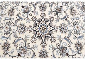 Tappeto Nain Kashmar Medaglione Floreale Avorio Blu Rotondo 138x146 Cm