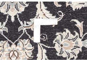 Tappeto Nain Kashmar Medaglione Floreale Nero Bianco Avorio Rotondo 140x140 Cm