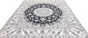 Tappeto Nain Kashmar Medaglione Floreale Blu Scuro Avorio 248x290 Cm