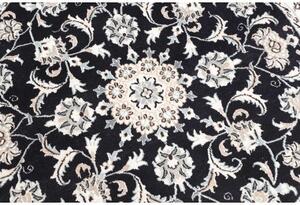 Tappeto Nain Kashmar Medaglione Floreale Nero Bianco Avorio Rotondo 140x140 Cm
