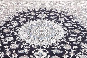 Tappeto Nain Kashmar Medaglione Floreale Blu Scuro Avorio 248x290 Cm