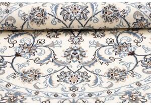 Tappeto Nain Kashmar Medaglione Floreale Avorio Blu Rotondo 138x146 Cm