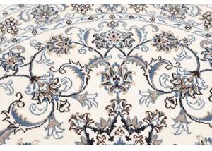 Tappeto Nain Kashmar Medaglione Floreale Avorio Blu Rotondo 138x146 Cm