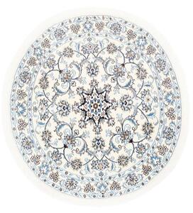 Tappeto Nain Kashmar Medaglione Floreale Avorio Blu Rotondo 138x146 Cm
