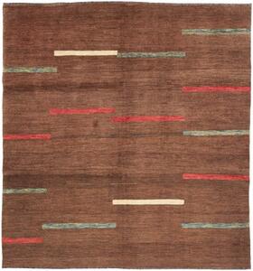 Tappeto Gabbeh Fine Geometrico Marrone Rosso Quadrato 220x234 Cm