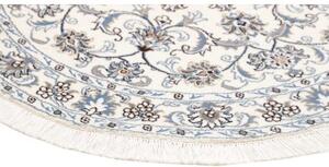 Tappeto Nain Kashmar Medaglione Floreale Avorio Blu Rotondo 138x146 Cm