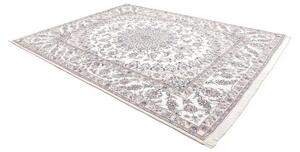 Tappeto Nain Kashmar Medaglione Floreale Avorio Azzurro 250x370 Cm