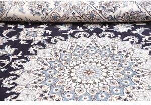Tappeto Nain Kashmar Medaglione Floreale Blu Scuro Avorio 248x290 Cm