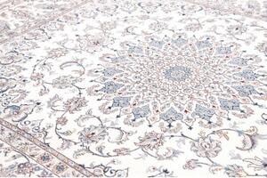 Tappeto Nain Kashmar Medaglione Floreale Avorio Azzurro 250x370 Cm