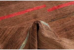 Tappeto Gabbeh Fine Geometrico Marrone Rosso Quadrato 220x234 Cm