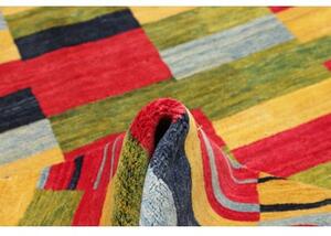 Tappeto Gabbeh Fine Geometrico Giallo Rosso 184x227 Cm