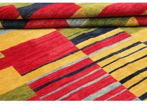 Tappeto Gabbeh Fine Geometrico Giallo Rosso 184x227 Cm