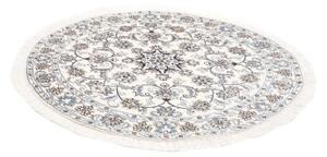 Tappeto Nain Kashmar Medaglione Floreale Avorio Blu Rotondo 138x146 Cm