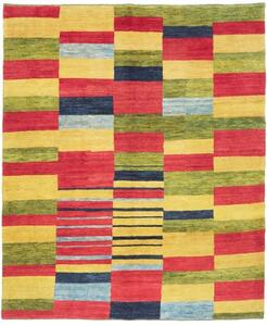 Tappeto Gabbeh Fine Geometrico Giallo Rosso 184x227 Cm