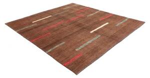 Tappeto Gabbeh Fine Geometrico Marrone Rosso Quadrato 220x234 Cm