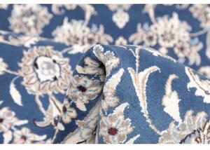 Tappeto Nain Kashmar Medaglione Floreale Blu Avorio Rotondo 192x205 Cm