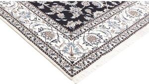 Tappeto Nain Kashmar Floreale Blu Scuro Bianco Avorio Quadrato 195x200 Cm