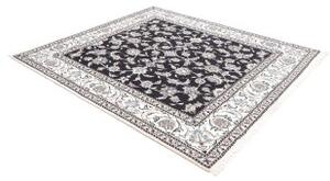 Tappeto Nain Kashmar Floreale Blu Scuro Bianco Avorio Quadrato 195x200 Cm