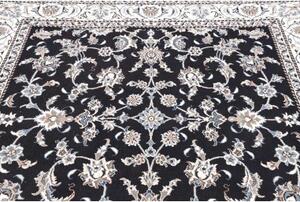 Tappeto Nain Kashmar Floreale Blu Scuro Bianco Avorio Quadrato 195x200 Cm