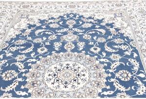 Tappeto Nain Kashmar Medaglione Floreale Blu Avorio 197x312 Cm