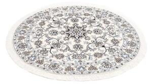 Tappeto Nain Kashmar Medaglione Floreale Avorio Blu Rotondo 132x142 Cm