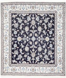 Tappeto Nain Kashmar Floreale Blu Scuro Bianco Avorio Quadrato 195x200 Cm