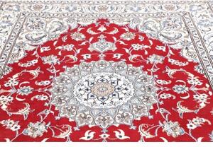Tappeto Nain Kashmar Medaglione Floreale Rosso Avorio 193x250 Cm
