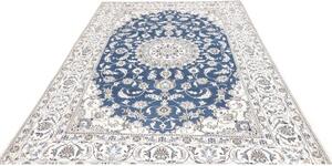 Tappeto Nain Kashmar Medaglione Floreale Blu Avorio 197x312 Cm