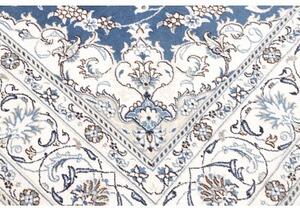 Tappeto Nain Kashmar Medaglione Floreale Blu Avorio 197x312 Cm
