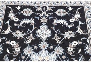 Tappeto Nain Kashmar Medaglione Floreale Blu Notte Bianco 85x143 Cm