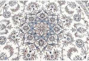 Tappeto Nain Kashmar Medaglione Floreale Avorio Blu Rotondo 244x246 Cm
