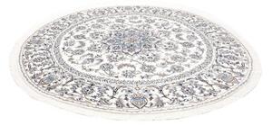 Tappeto Nain Kashmar Medaglione Floreale Avorio Blu Rotondo 244x246 Cm