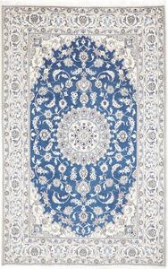Tappeto Nain Kashmar Medaglione Floreale Blu Avorio 197x312 Cm