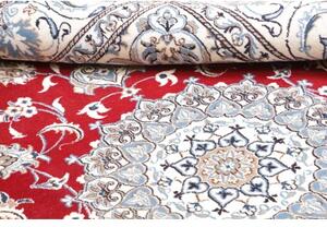 Tappeto Nain Kashmar Medaglione Floreale Rosso Avorio 193x250 Cm