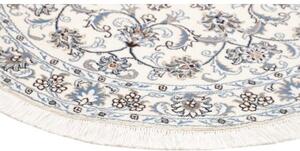 Tappeto Nain Kashmar Medaglione Floreale Avorio Blu Rotondo 132x142 Cm
