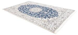 Tappeto Nain Kashmar Medaglione Floreale Blu Avorio 197x312 Cm