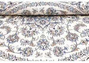 Tappeto Nain Kashmar Medaglione Floreale Avorio Blu Rotondo 244x246 Cm