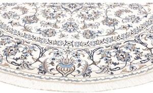 Tappeto Nain Kashmar Medaglione Floreale Avorio Blu Rotondo 244x246 Cm