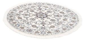 Tappeto Nain Kashmar Medaglione Floreale Avorio Blu Rotondo 132x142 Cm